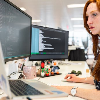 Woman working a computer